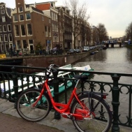 My rental bike, getting a much-needed rest by a canal